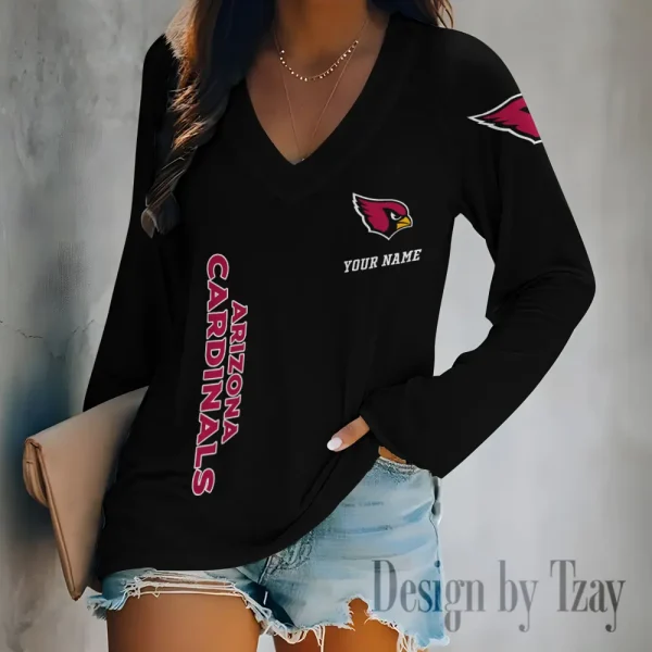 Arizona Cardinals Women's Long sleeves T-shirt V-neck Trending 2025 BGVPS298 - Image 2