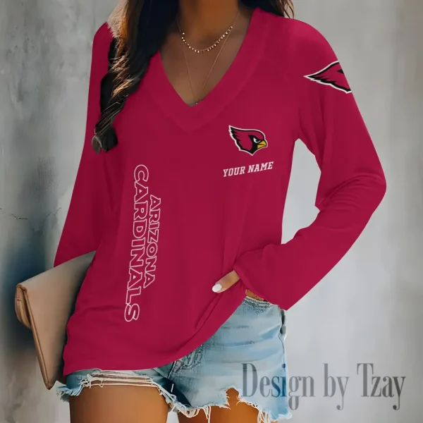 Arizona Cardinals Women's Long sleeves T-shirt V-neck Trending 2025 BGVPS298 - Image 3