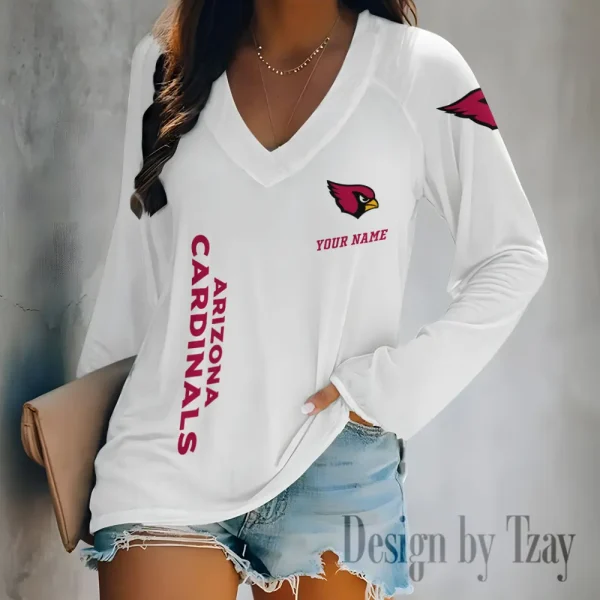 Arizona Cardinals Women's Long sleeves T-shirt V-neck Trending 2025 BGVPS298