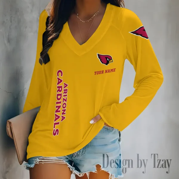 Arizona Cardinals Women's Long sleeves T-shirt V-neck Trending 2025 BGVPS298 - Image 4