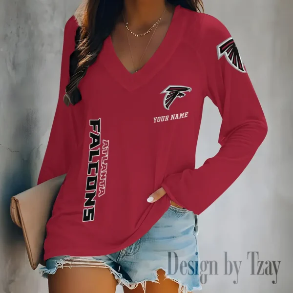 Atlanta Falcons Women's Long sleeves T-shirt V-neck Trending 2025 BGVPS299 - Image 4