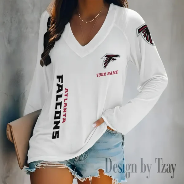 Atlanta Falcons Women's Long sleeves T-shirt V-neck Trending 2025 BGVPS299