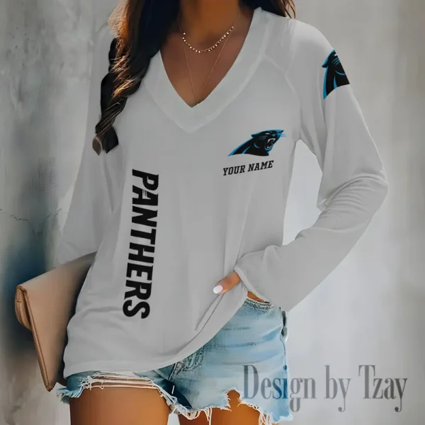 Carolina Panthers Women's Long sleeves T-shirt V-neck Trending 2025 BGVPS302 - Image 5