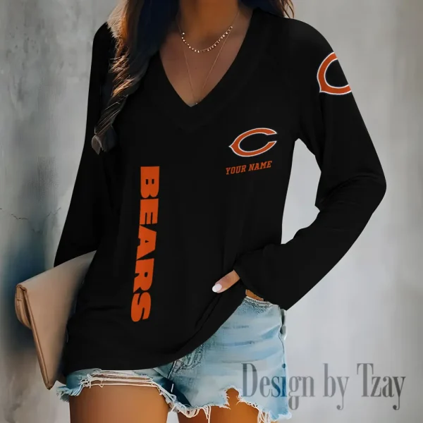 Chicago Bears Women's Long sleeves T-shirt V-neck Trending 2025 BGVPS303 - Image 2