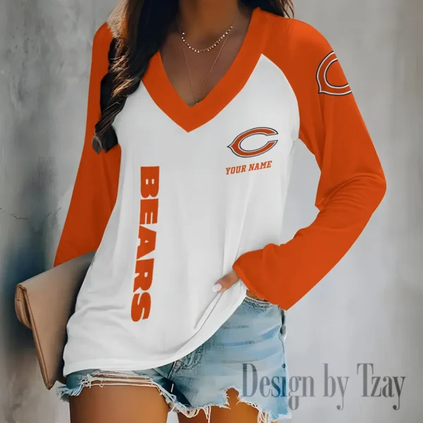 Chicago Bears Women's Long sleeves T-shirt V-neck Trending 2025 BGVPS303 - Image 5
