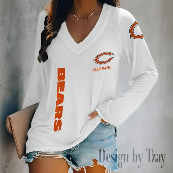 Chicago Bears Women's Long sleeves T-shirt V-neck Trending 2025 BGVPS303