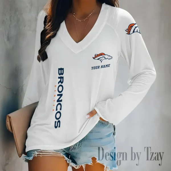Denver Broncos Women's Long sleeves T-shirt V-neck Trending 2025 BGVPS307