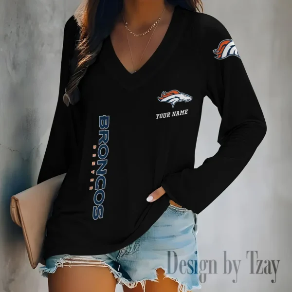 Denver Broncos Women's Long sleeves T-shirt V-neck Trending 2025 BGVPS307 - Image 3