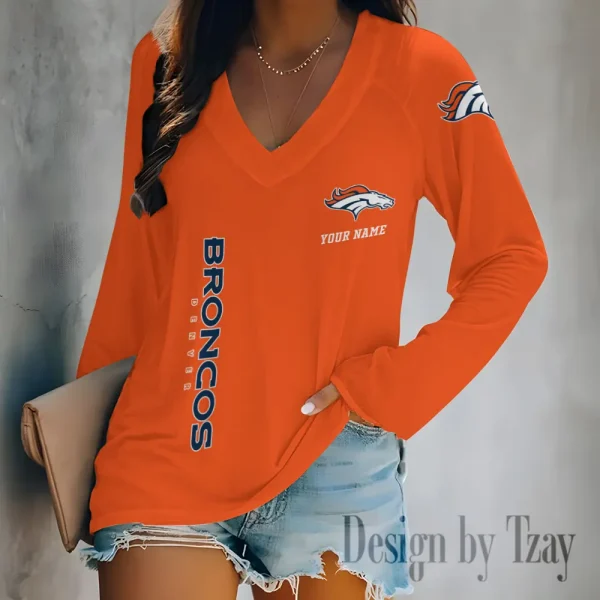 Denver Broncos Women's Long sleeves T-shirt V-neck Trending 2025 BGVPS307 - Image 4