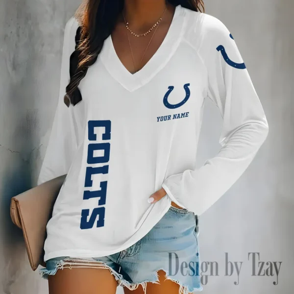 Indianapolis Colts Women's Long sleeves T-shirt V-neck Trending 2025 BGVPS311