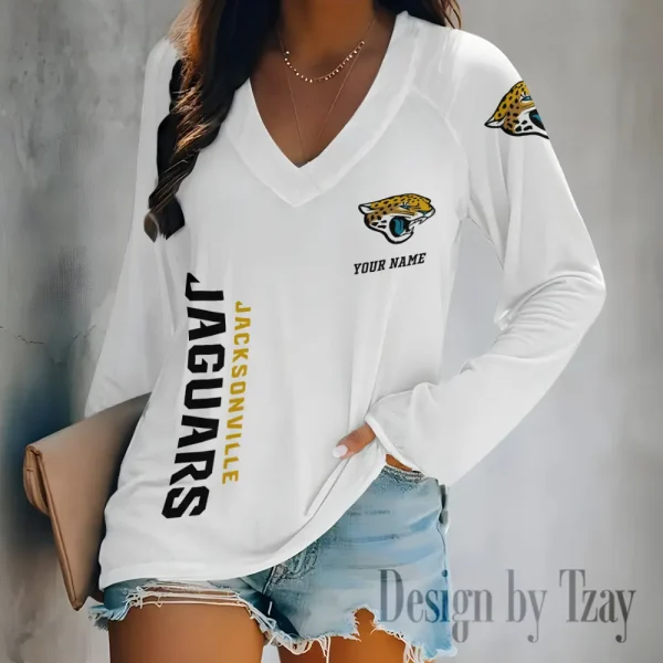 Jacksonville Jaguars Women's Long sleeves T-shirt V-neck Trending 2025 BGVPS312