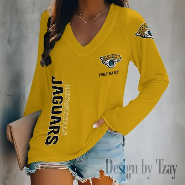 Jacksonville Jaguars Women's Long sleeves T-shirt V-neck Trending 2025 BGVPS312 - Image 4