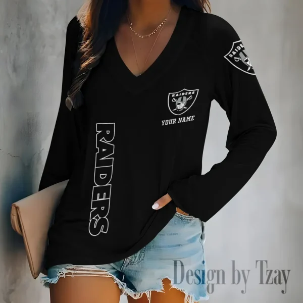 Las Vegas Raiders Women's Long sleeves T-shirt V-neck Trending 2025 BGVPS314 - Image 3