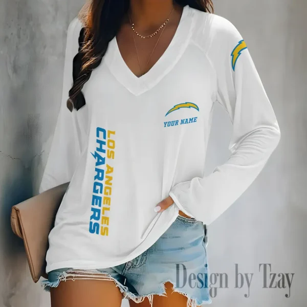 Los Angeles Chargers Women's Long sleeves T-shirt V-neck Trending 2025 BGVPS315