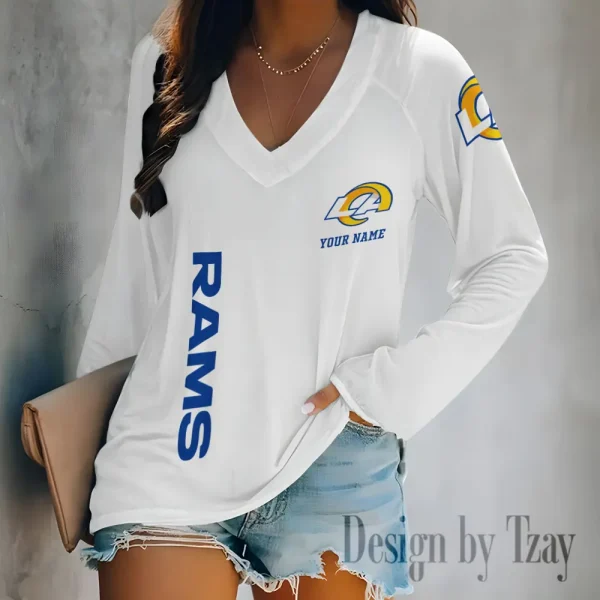 Los Angeles Rams Women's Long sleeves T-shirt V-neck Trending 2025 BGVPS316