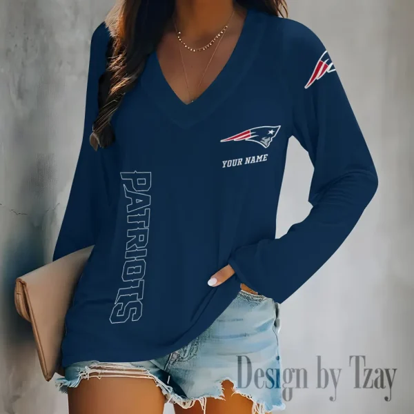 New England Patriots Women's Long sleeves T-shirt V-neck Trending 2025 BGVPS319 - Image 4