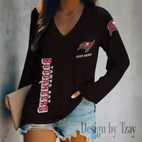 Tampa Bay Buccaneers Women's Long sleeves T-shirt V-neck Trending 2025 BGVPS327 - Image 2
