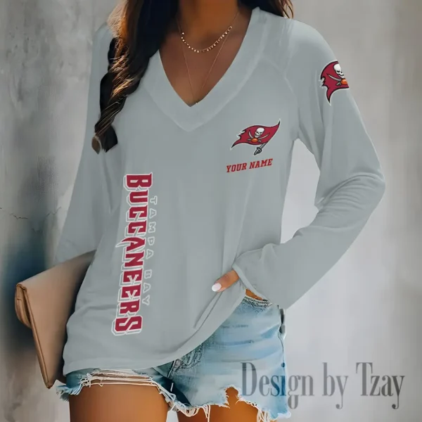 Tampa Bay Buccaneers Women's Long sleeves T-shirt V-neck Trending 2025 BGVPS327 - Image 3