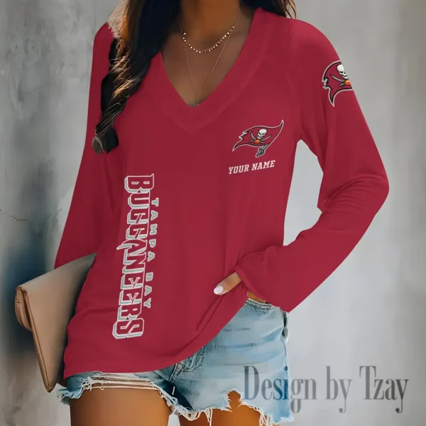 Tampa Bay Buccaneers Women's Long sleeves T-shirt V-neck Trending 2025 BGVPS327 - Image 4