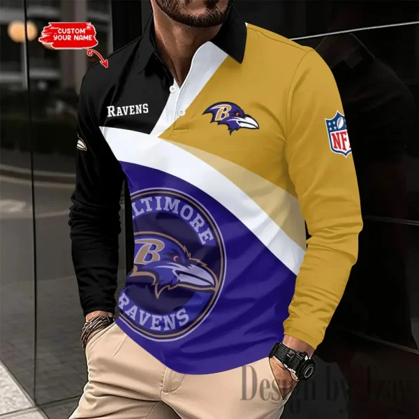 Baltimore Ravens Fashion Men's Business Long Sleeve T-Shirt SPTLSPS298 - Image 2