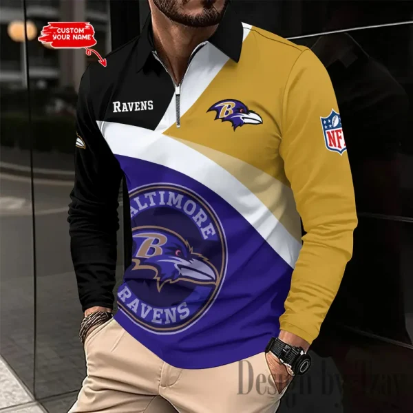Baltimore Ravens Fashion Men's Business Long Sleeve T-Shirt SPTLSPS298