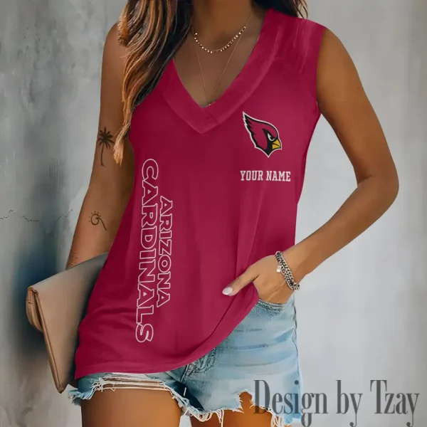 Arizona Cardinals V-neck Women’s Vest T-shirt SPTVNECKWVTS001 - Image 3