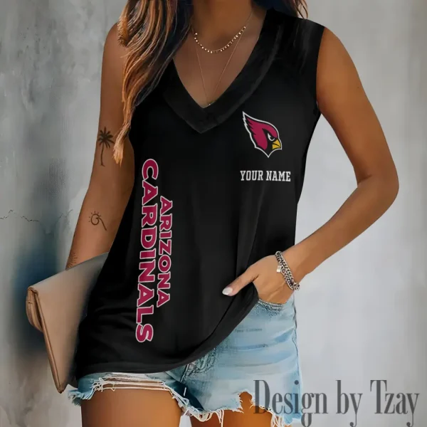 Arizona Cardinals V-neck Women’s Vest T-shirt SPTVNECKWVTS001 - Image 4