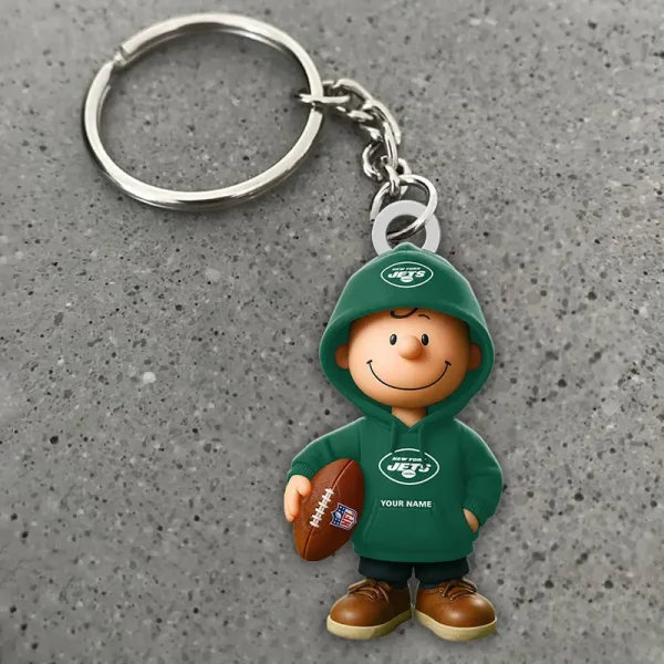New York Jets NFL x Snoopy Personalized Acrylic Keychain Perfect Gift For Fan - Limited Edition SPTAKC026 - Image 2