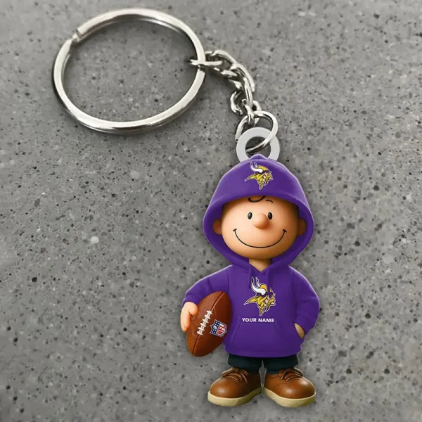 Minnesota Vikings NFL x Snoopy Personalized Acrylic Keychain Perfect Gift For Fan - Limited Edition SPTAKC027 - Image 2