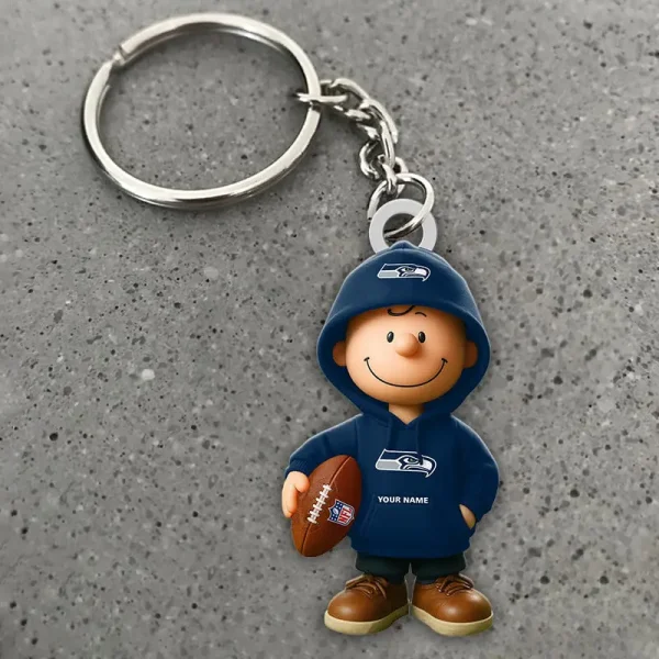 Seattle Seahawks NFL x Snoopy Personalized Acrylic Keychain Perfect Gift For Fan - Limited Edition SPTAKC029 - Image 2