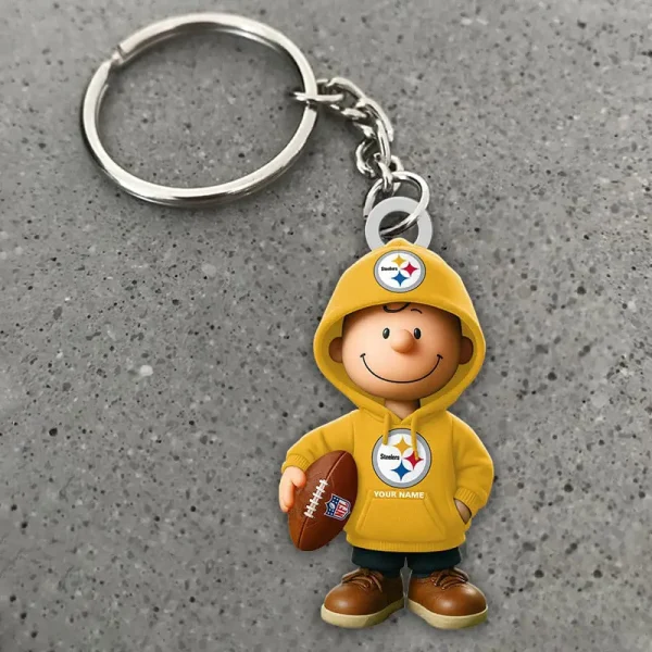 Pittsburgh Steelers NFL x Snoopy Personalized Acrylic Keychain Perfect Gift For Fan - Limited Edition SPTAKC030 - Image 2