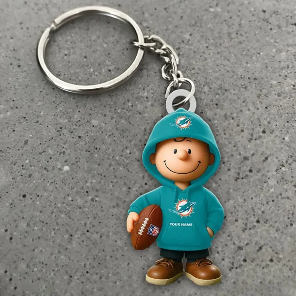 Miami Dolphins NFL x Snoopy Personalized Acrylic Keychain Perfect Gift For Fan - Limited Edition SPTAKC031 - Image 2