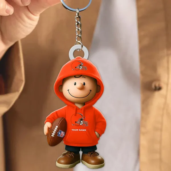 Cleveland Browns NFL x Snoopy Personalized Acrylic Keychain Perfect Gift For Fan - Limited Edition SPTAKC035