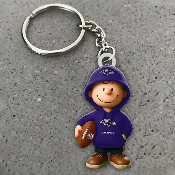 Baltimore Ravens NFL x Snoopy Personalized Acrylic Keychain Perfect Gift For Fan - Limited Edition SPTAKC041 - Image 2