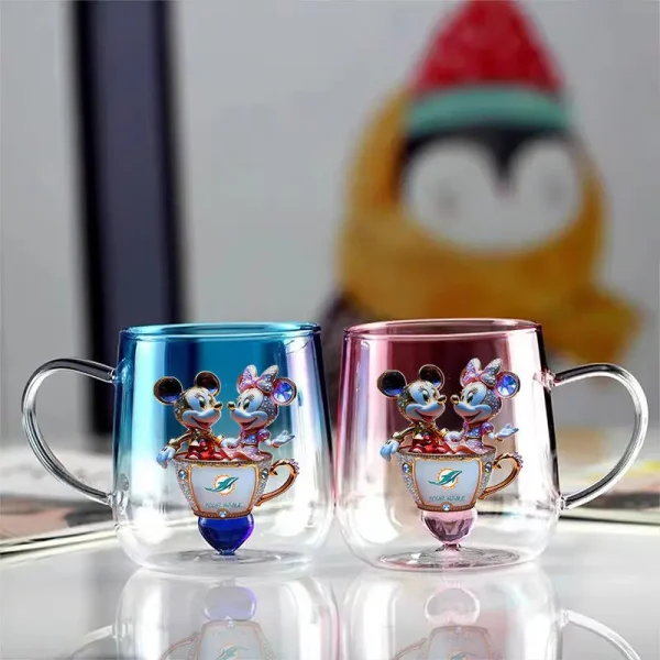 Miami Dolphins Football Team US And Cartoon Mouse Couple Glass Mug Best Gift For Fan SPTCCTM060 - Image 4