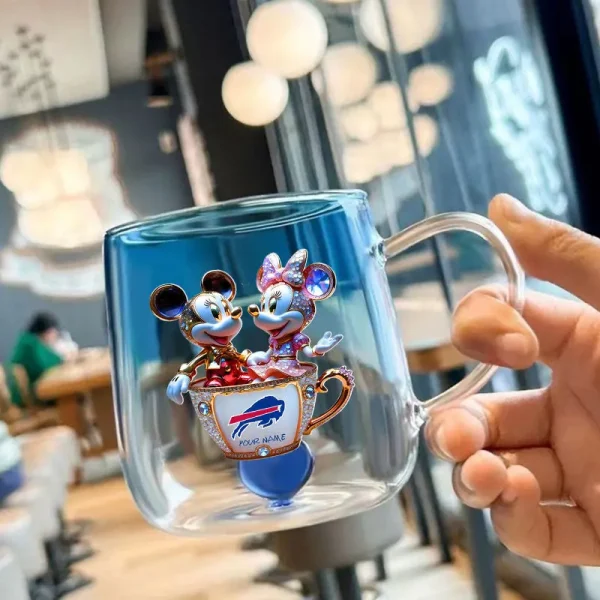 Buffalo Bills Football Team US And Cartoon Mouse Couple Glass Mug Best Gift For Fan SPTCCTM062 - Image 3