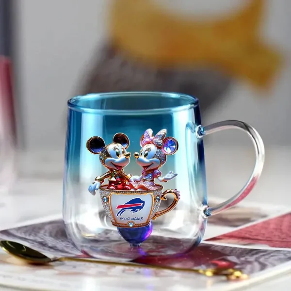 Buffalo Bills Football Team US And Cartoon Mouse Couple Glass Mug Best Gift For Fan SPTCCTM062