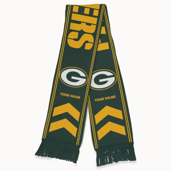 Green Bay Packers Football Team US Fan Scarf Personalized Name Gift For Fan SPTNEWSCARF001 - Image 2