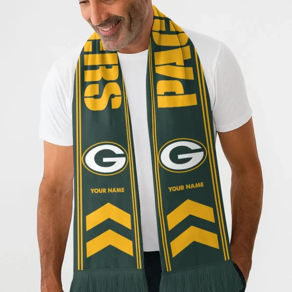 Green Bay Packers Football Team US Fan Scarf Personalized Name Gift For Fan SPTNEWSCARF001
