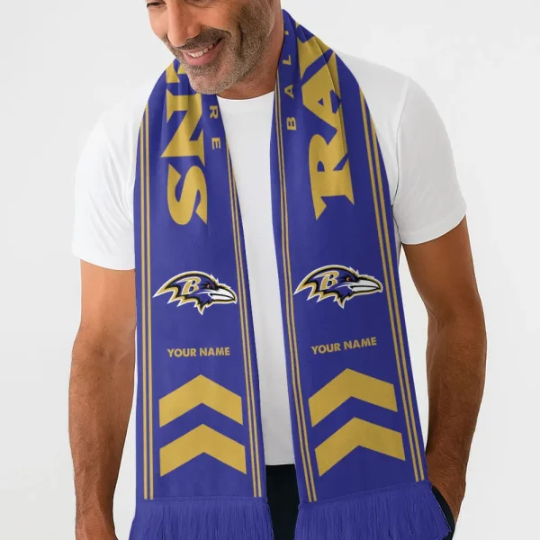 Baltimore Ravens Football Team US Fan Scarf Personalized Name Gift For Fan SPTNEWSCARF006
