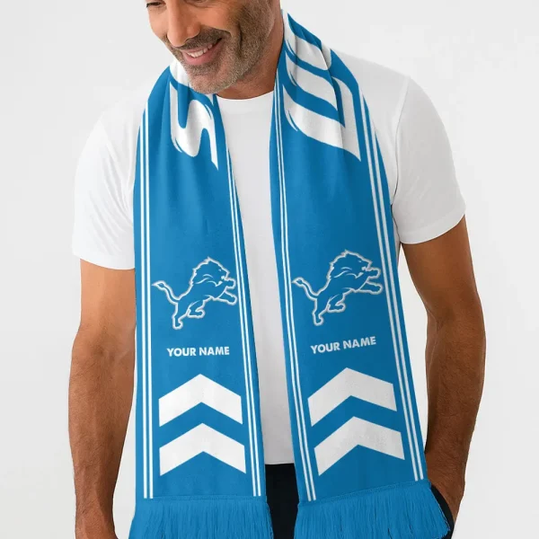 Detroit Lions Football Team US Fan Scarf Personalized Name Gift For Fan SPTNEWSCARF012