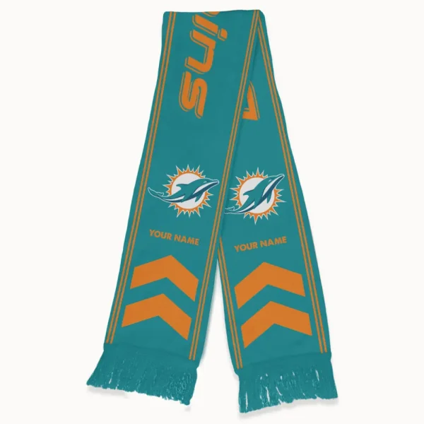 Miami Dolphins Football Team US Fan Scarf Personalized Name Gift For Fan SPTNEWSCARF019 - Image 2