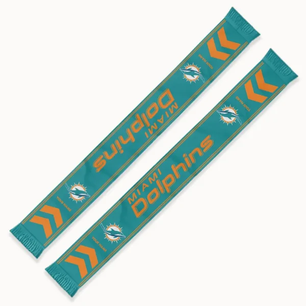 Miami Dolphins Football Team US Fan Scarf Personalized Name Gift For Fan SPTNEWSCARF019 - Image 3
