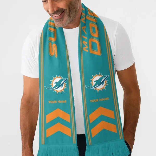 Miami Dolphins Football Team US Fan Scarf Personalized Name Gift For Fan SPTNEWSCARF019