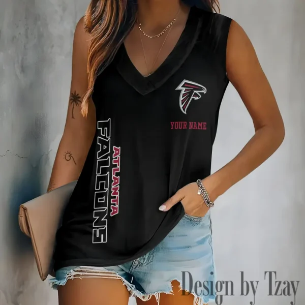 Atlanta Falcons V-neck Women’s Vest T-shirt SPTVNECKWVTS002 - Image 2
