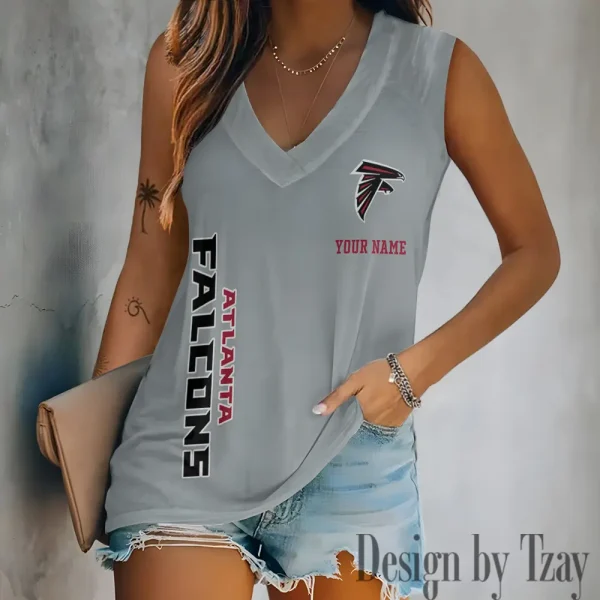 Atlanta Falcons V-neck Women’s Vest T-shirt SPTVNECKWVTS002 - Image 3