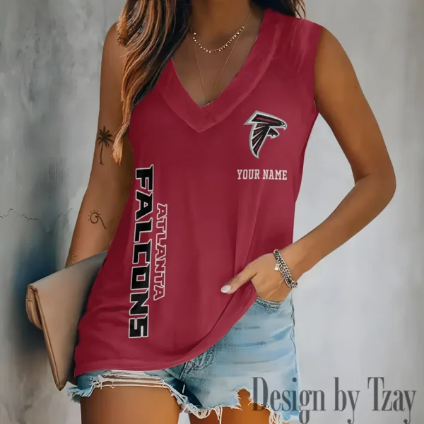 Atlanta Falcons V-neck Women’s Vest T-shirt SPTVNECKWVTS002 - Image 4