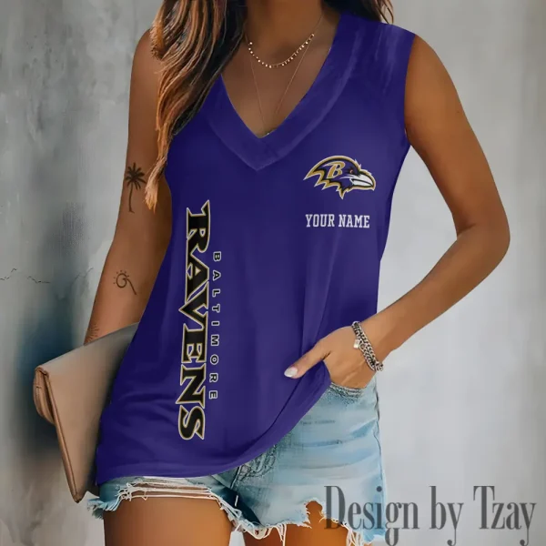 Baltimore Ravens V-neck Women’s Vest T-shirt SPTVNECKWVTS003 - Image 3