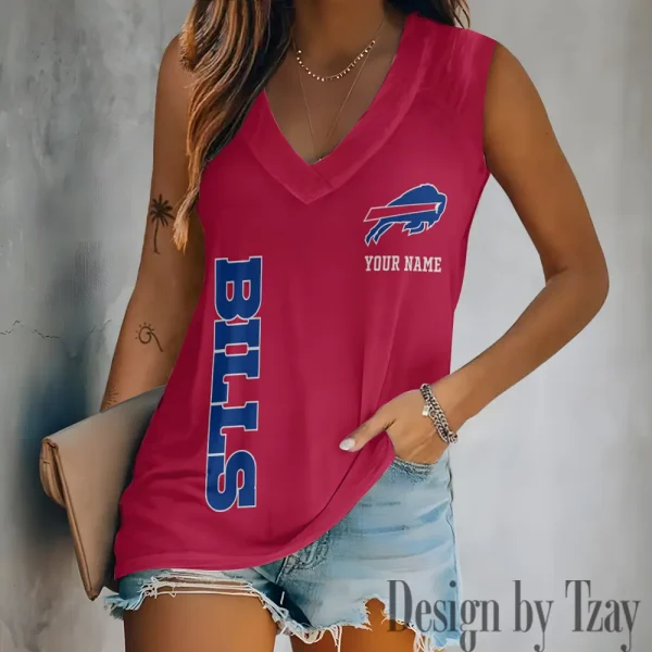 Buffalo Bills V-neck Women’s Vest T-shirt SPTVNECKWVTS004 - Image 4