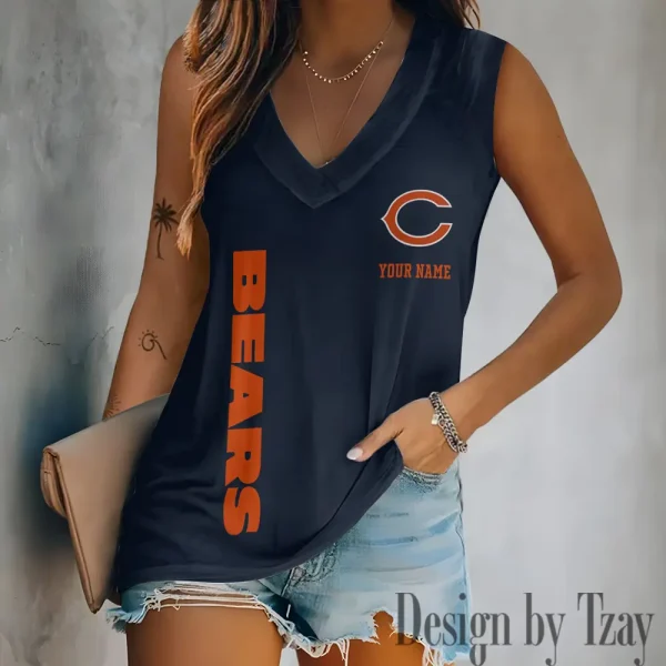 Chicago Bears V-neck Women’s Vest T-shirt SPTVNECKWVTS006 - Image 3
